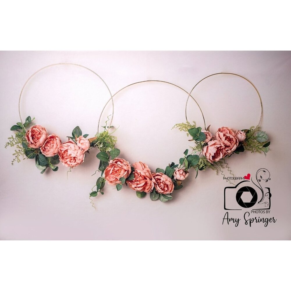 Kate Backdrop 5' x 7' Floral Boho Rings Fabric Photography Background Mauve